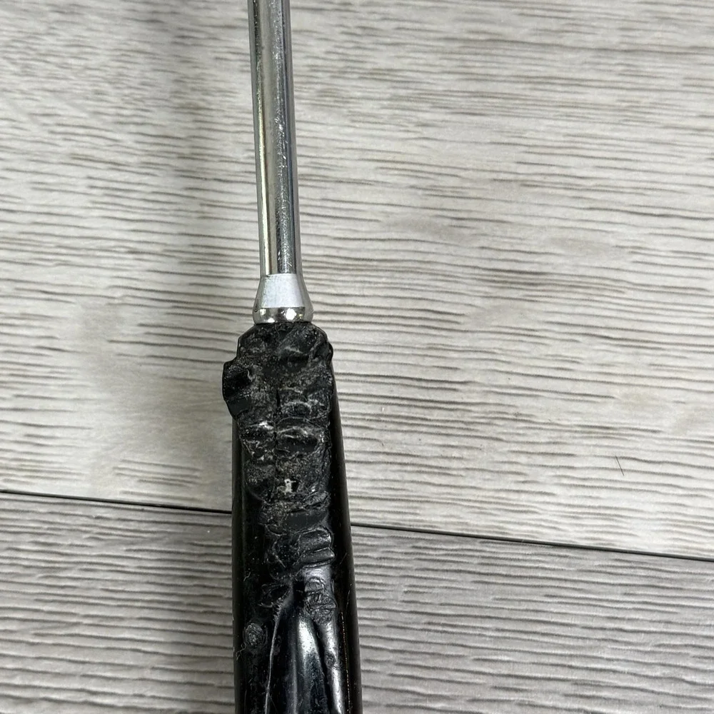 VTG EKCO Chromium Plated 10 inch Slotted Spatula Turner Black Handle USA Utensil